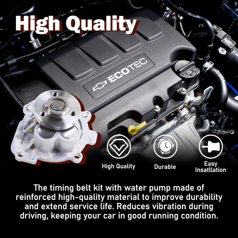 Xiaoyudou Engine Timing Belt Kit with Water Pump Compatible with 2009-2018 Chevrolet Sonic Aveo Aveo5 Cruze Limited, 2009-2010 Pontiac G3 Wave, 2008-2009 Saturn Astra, 2009 Suzuki Swift+ 1.6L 1.8L - Image 5